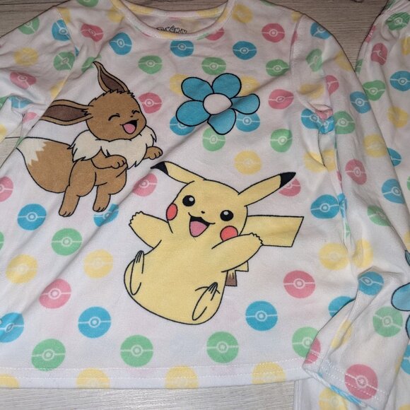 2 Piece Kids Girls Pastel Pokemon Pajamas 6/6x Pikachu Eevee - Super Soft - Picture 2 of 4